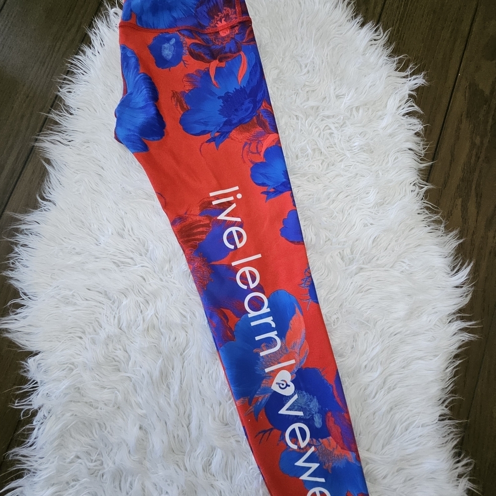 Peloton X WITH Red and Blue Floral Live Laugh Lovewell Leggings